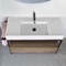 Console Sink Vanity With Ceramic Sink and Natural Brown Oak Drawer, 43